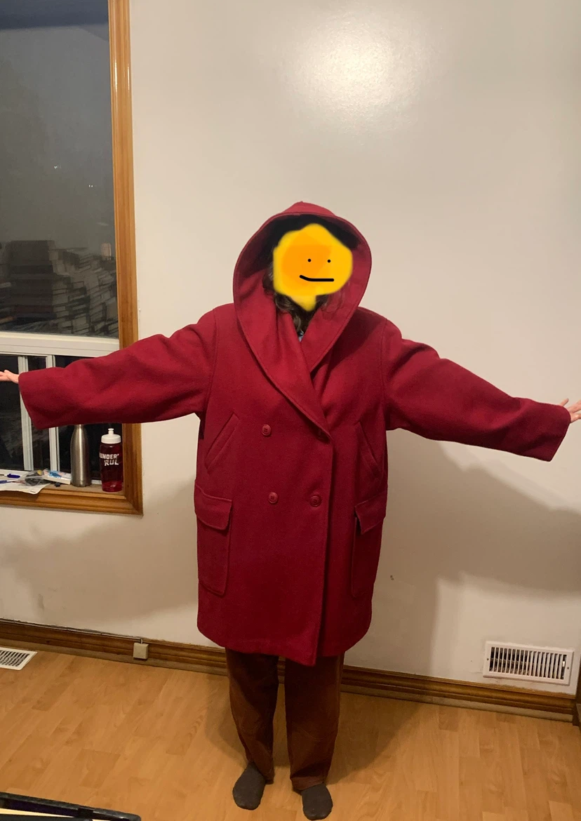 Red Hooded Wool Coat - photo 5