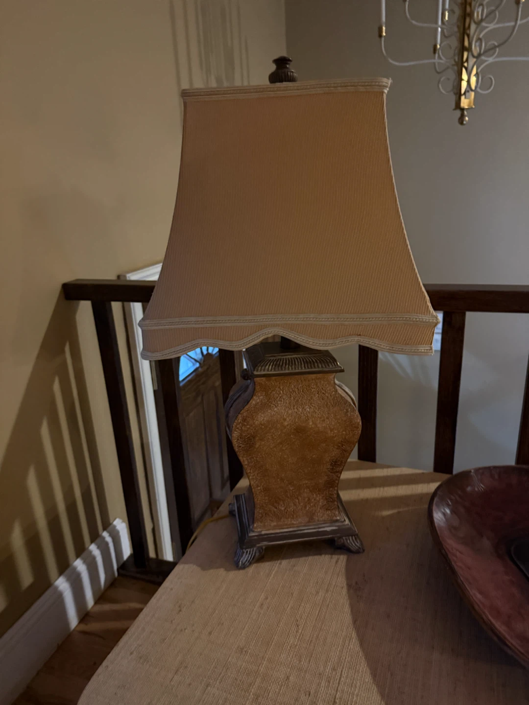 Table Lamp with Textured Base and Fabric Shade