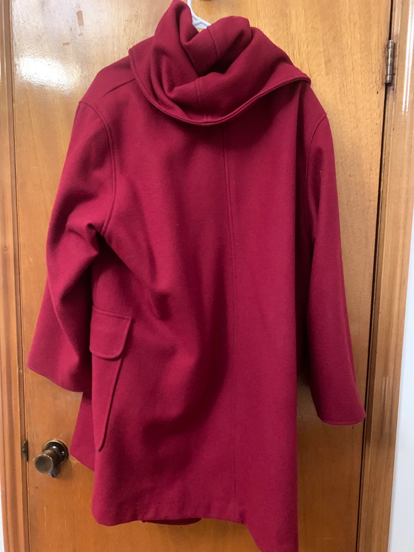 Red Hooded Wool Coat - photo 2