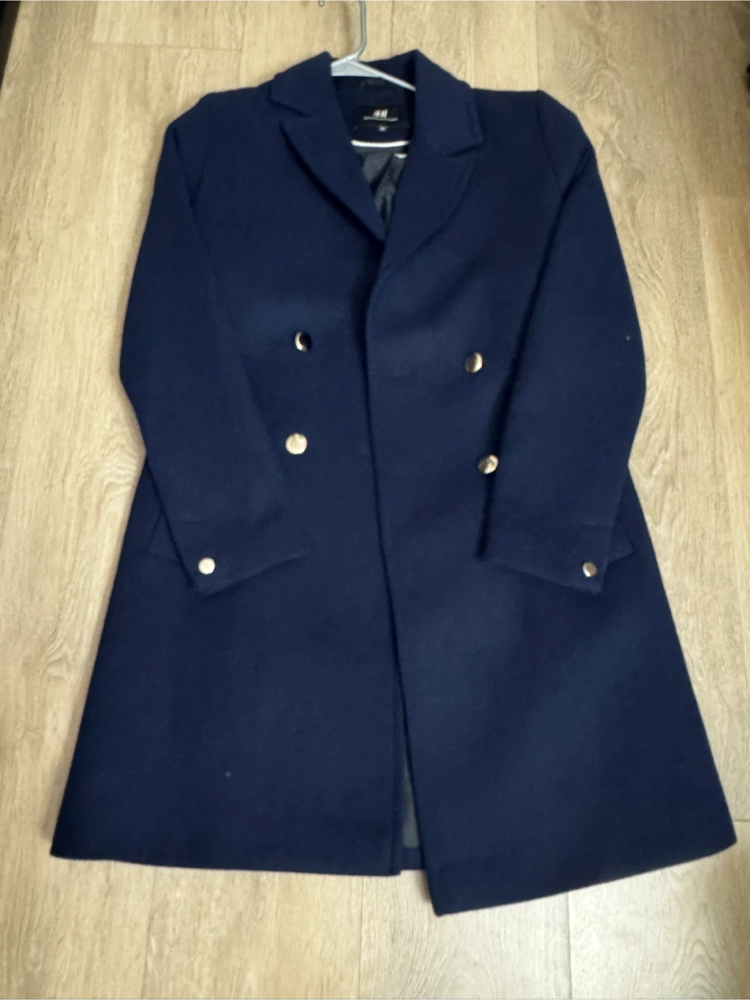 H&M Navy Double-Breasted Coat