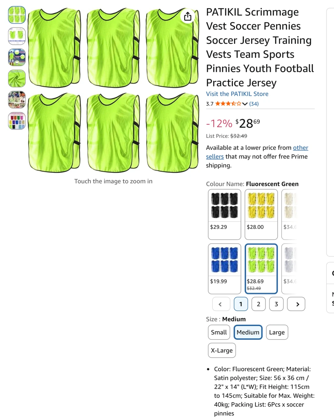 New youth Scrimmage Vests, Fluorescent Green, Medium - photo 4