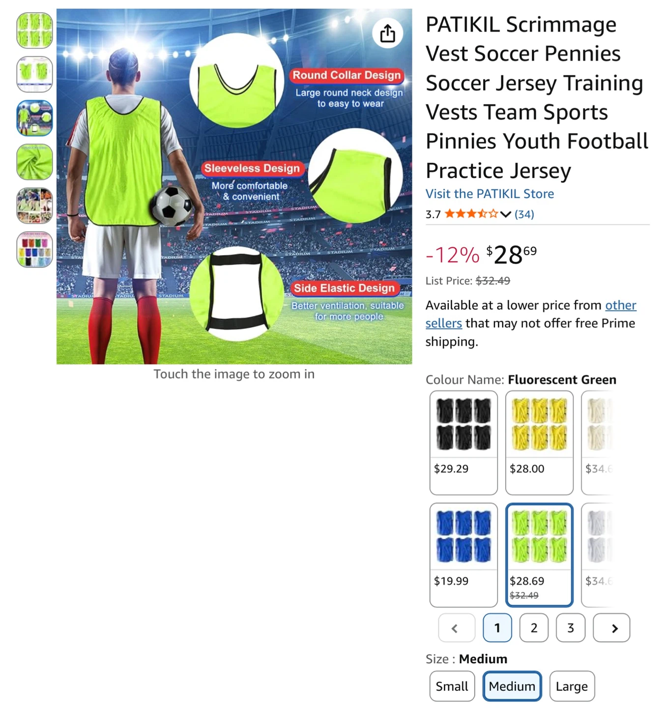 New youth Scrimmage Vests, Fluorescent Green, Medium