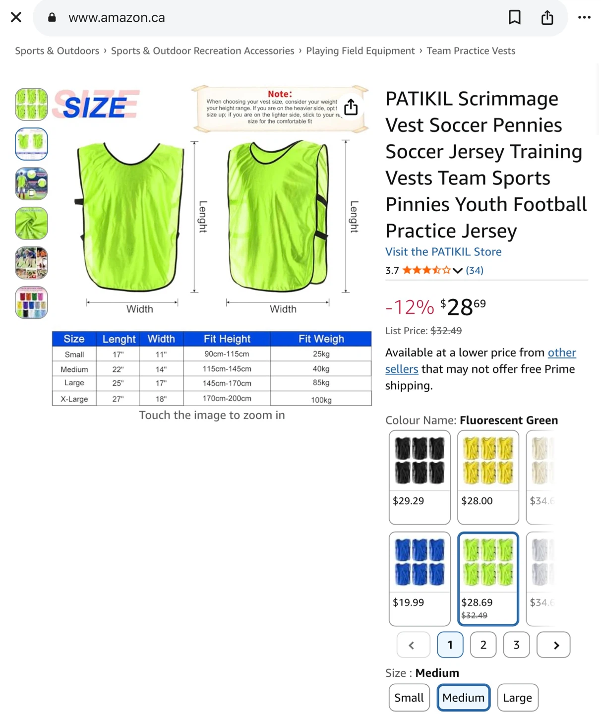 New youth Scrimmage Vests, Fluorescent Green, Medium - photo 2
