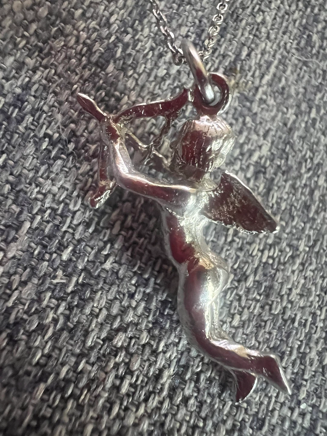 Sterling Silver Cupid Pendant Necklace
