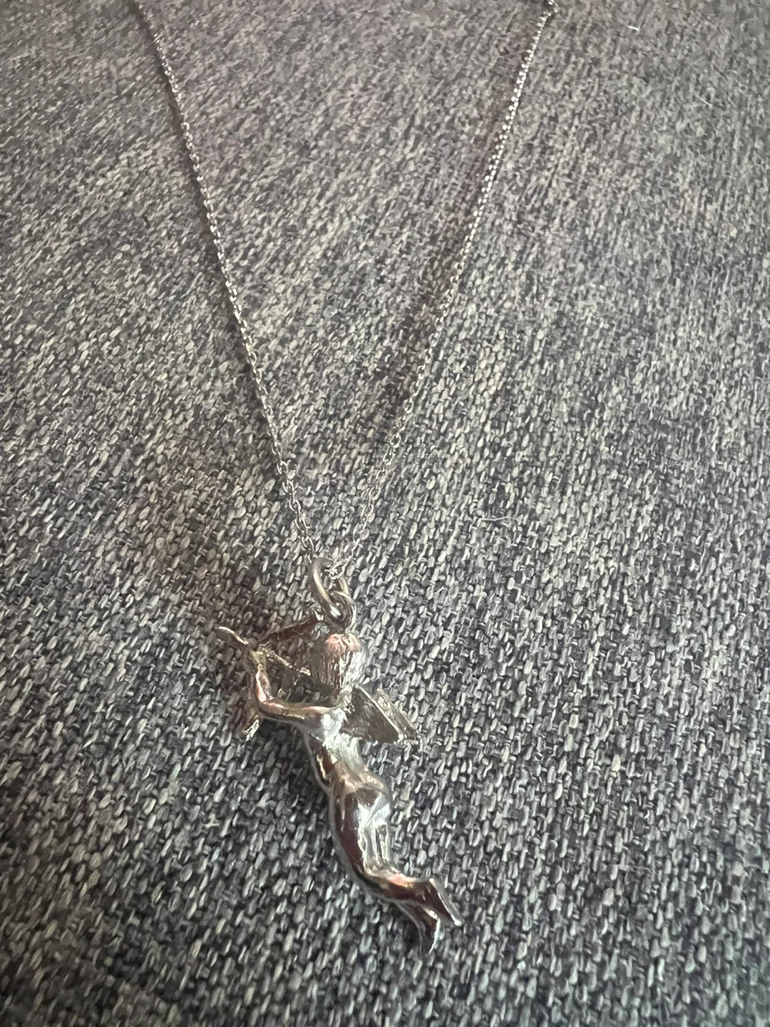 Sterling Silver Cupid Pendant Necklace - photo 2