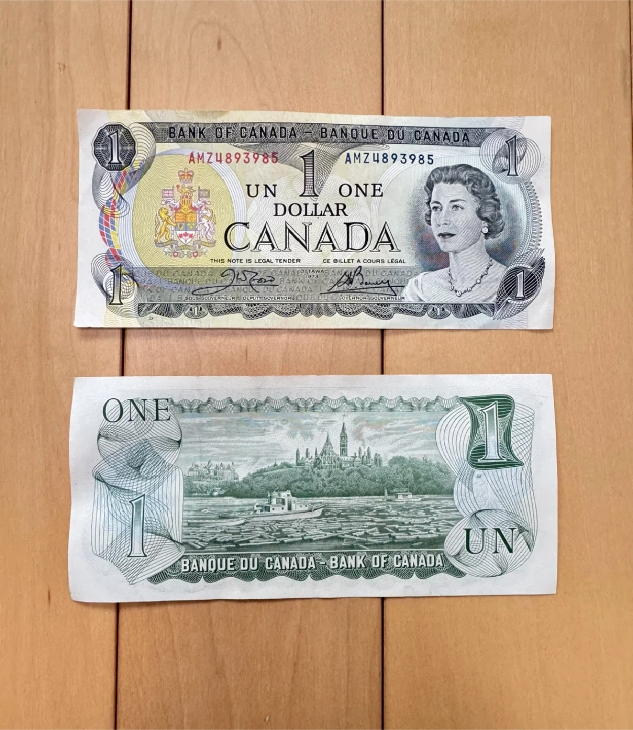 Vintage $1 Canadian Bill (1973)