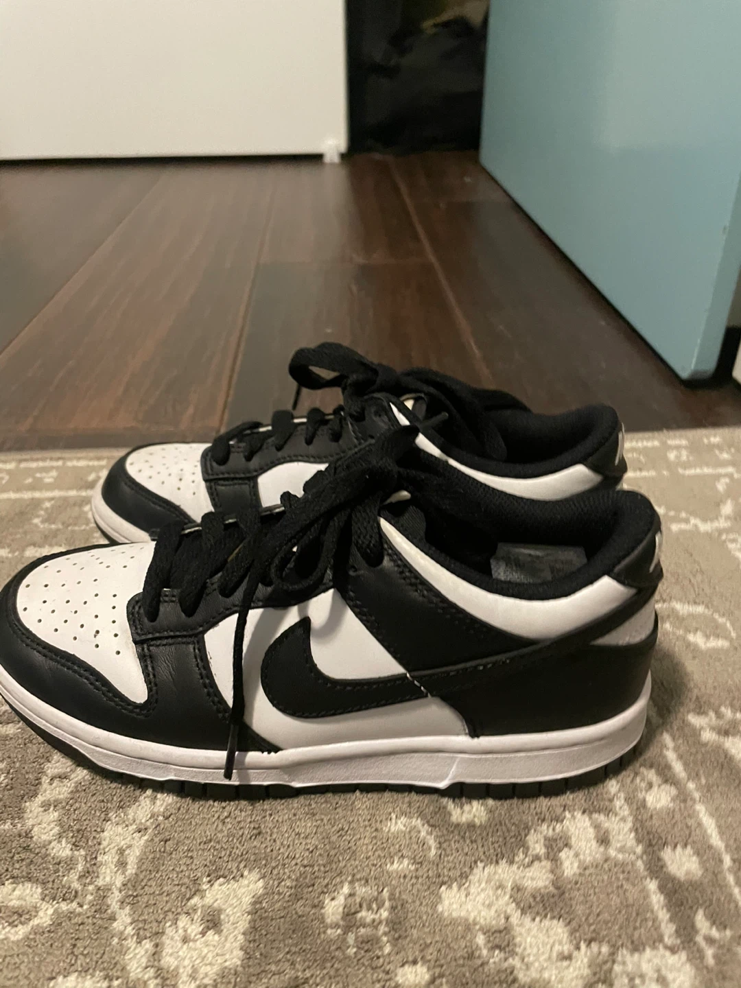 Nike Dunk Low Black White Size 4Y - photo 2