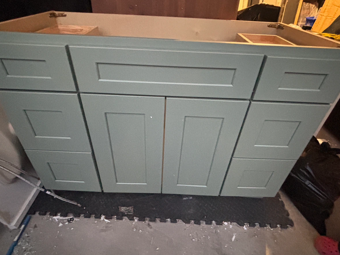 Green Bathroom Vanity Cabinet- DOES NOT INCLUDE SINK/HANDLES