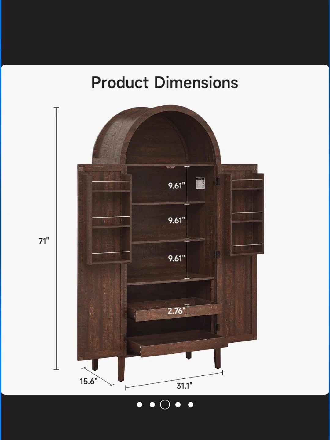 Dark Wood Arched Storage Cabinet/Pantry- AS IS