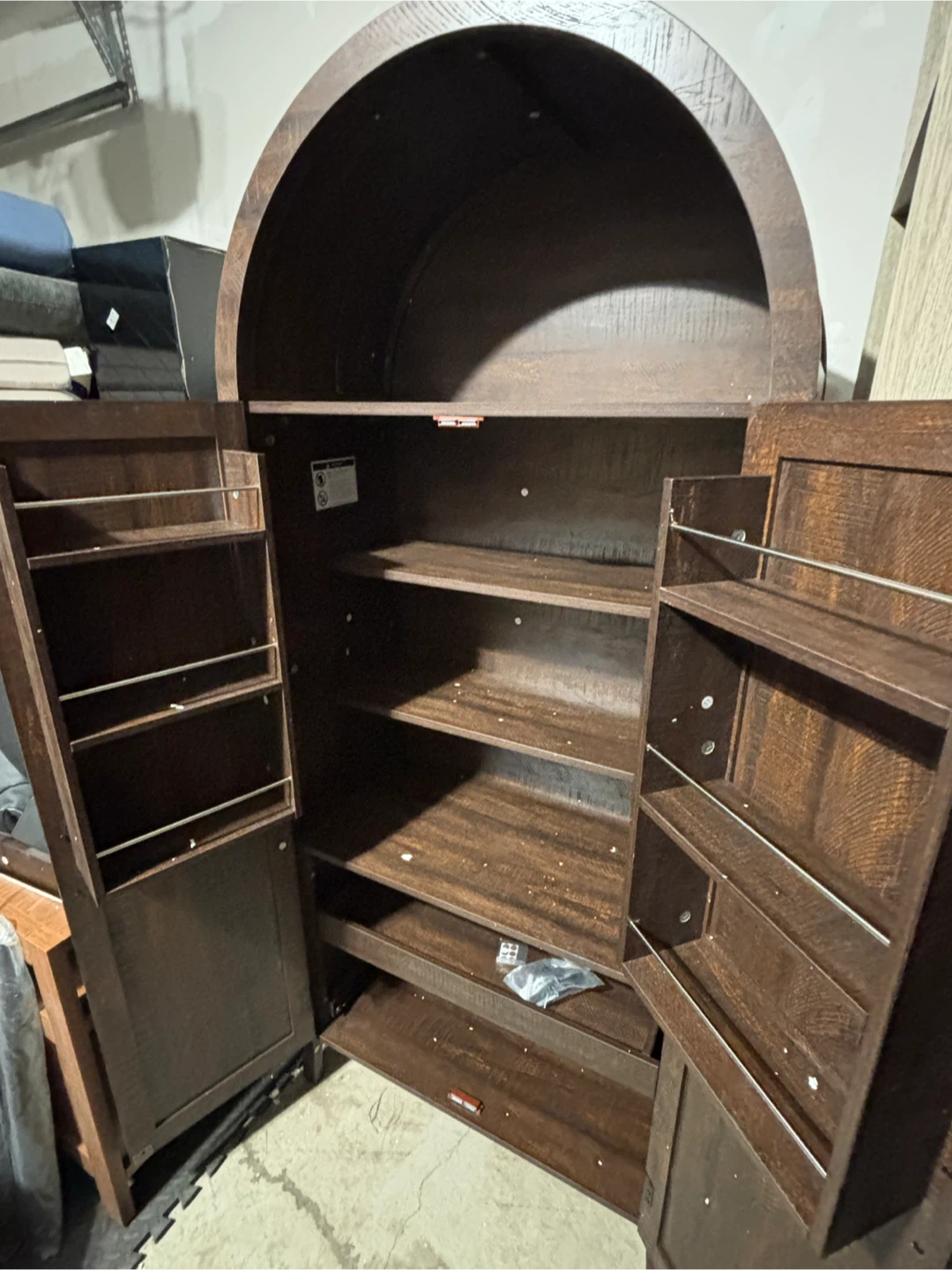 Dark Wood Arched Storage Cabinet/Pantry- AS IS - photo 4