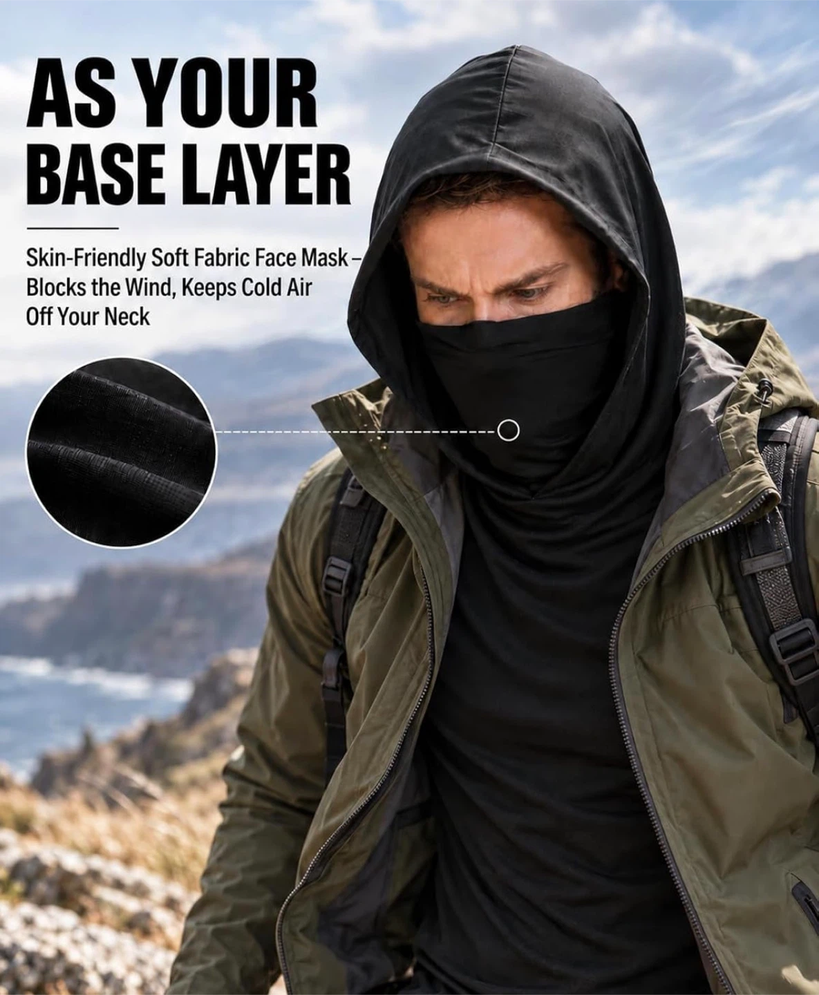 Unisex Long Sleeve Hoodie with Built-in Face Mask - photo 3