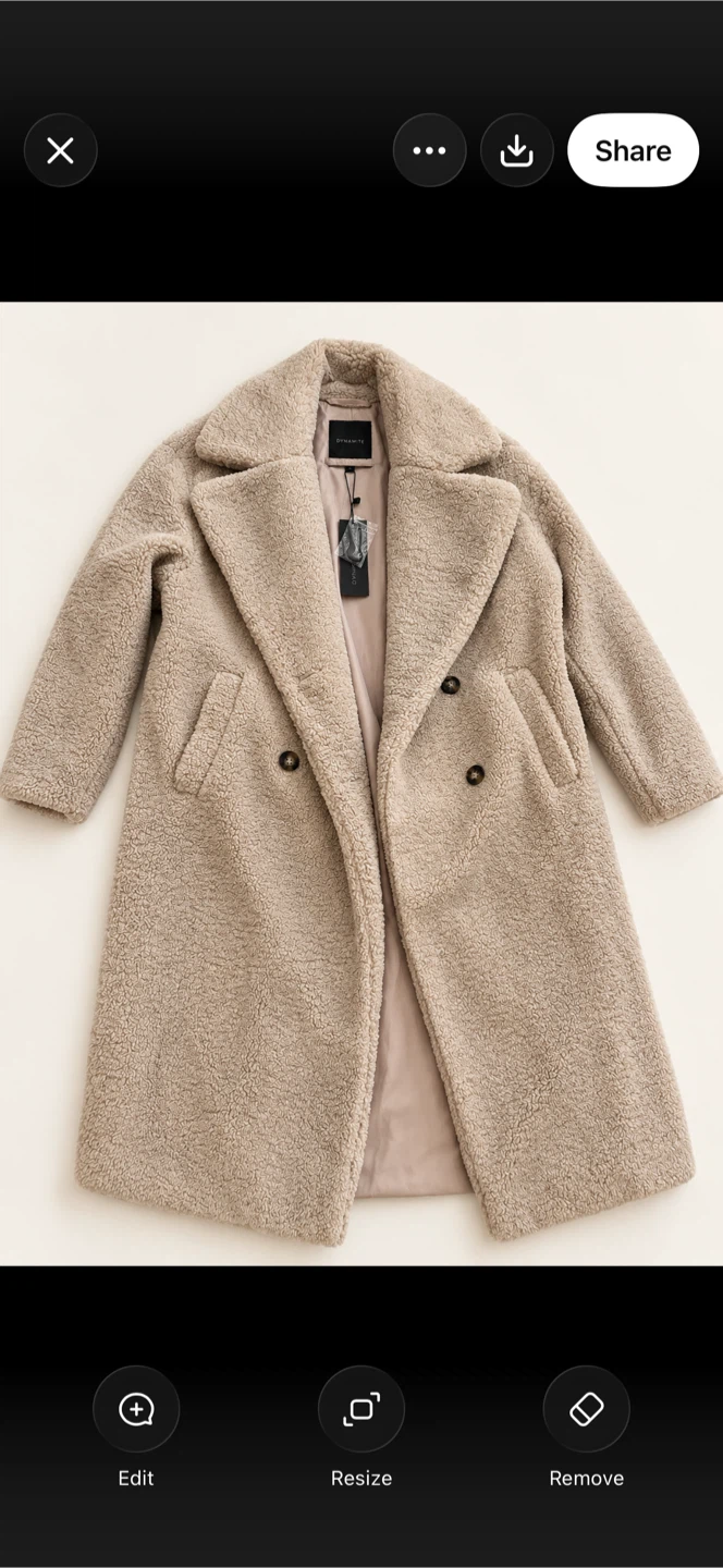 Dynamite Teddy Coat - White Sand