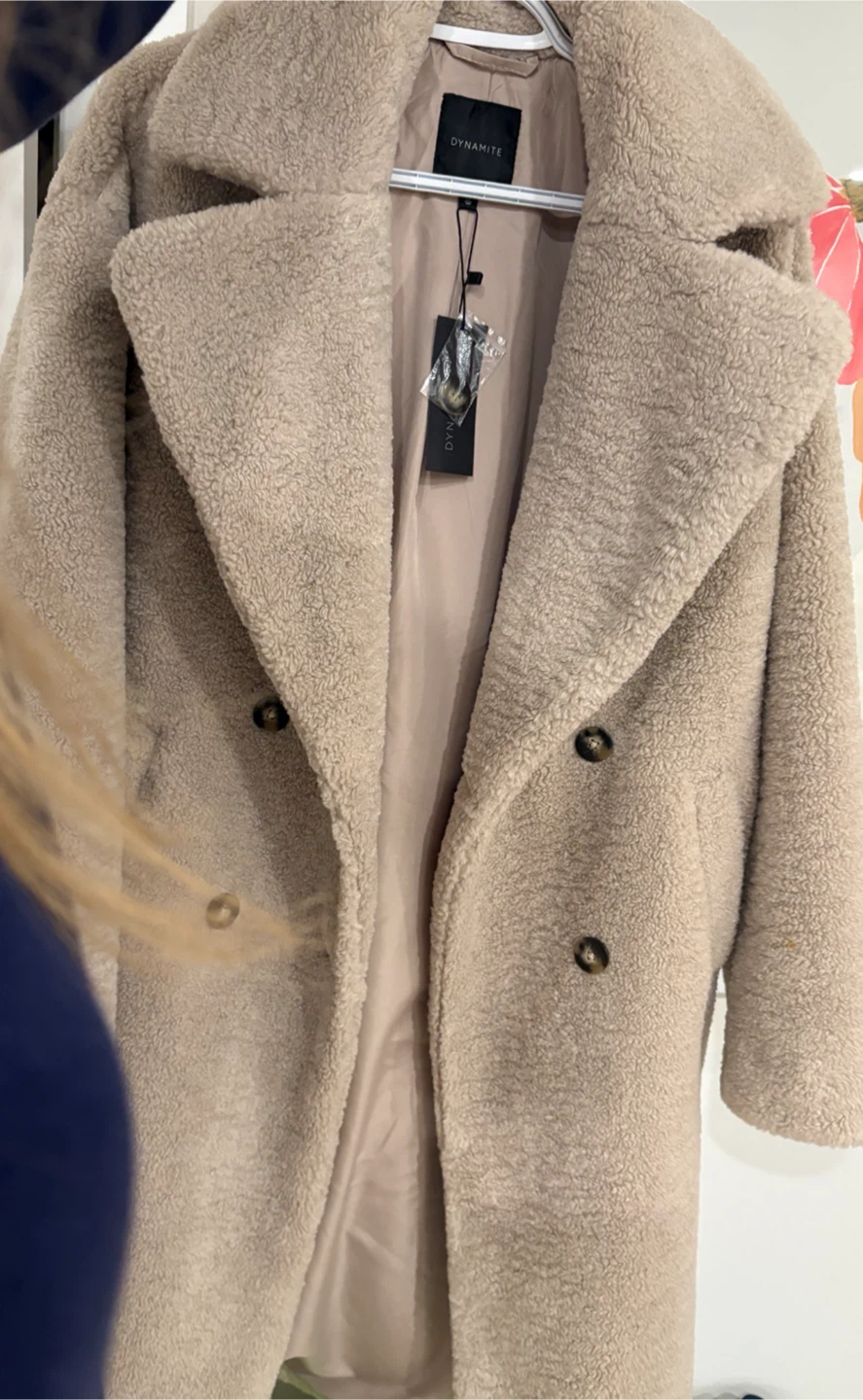 Dynamite Teddy Coat - White Sand - photo 2