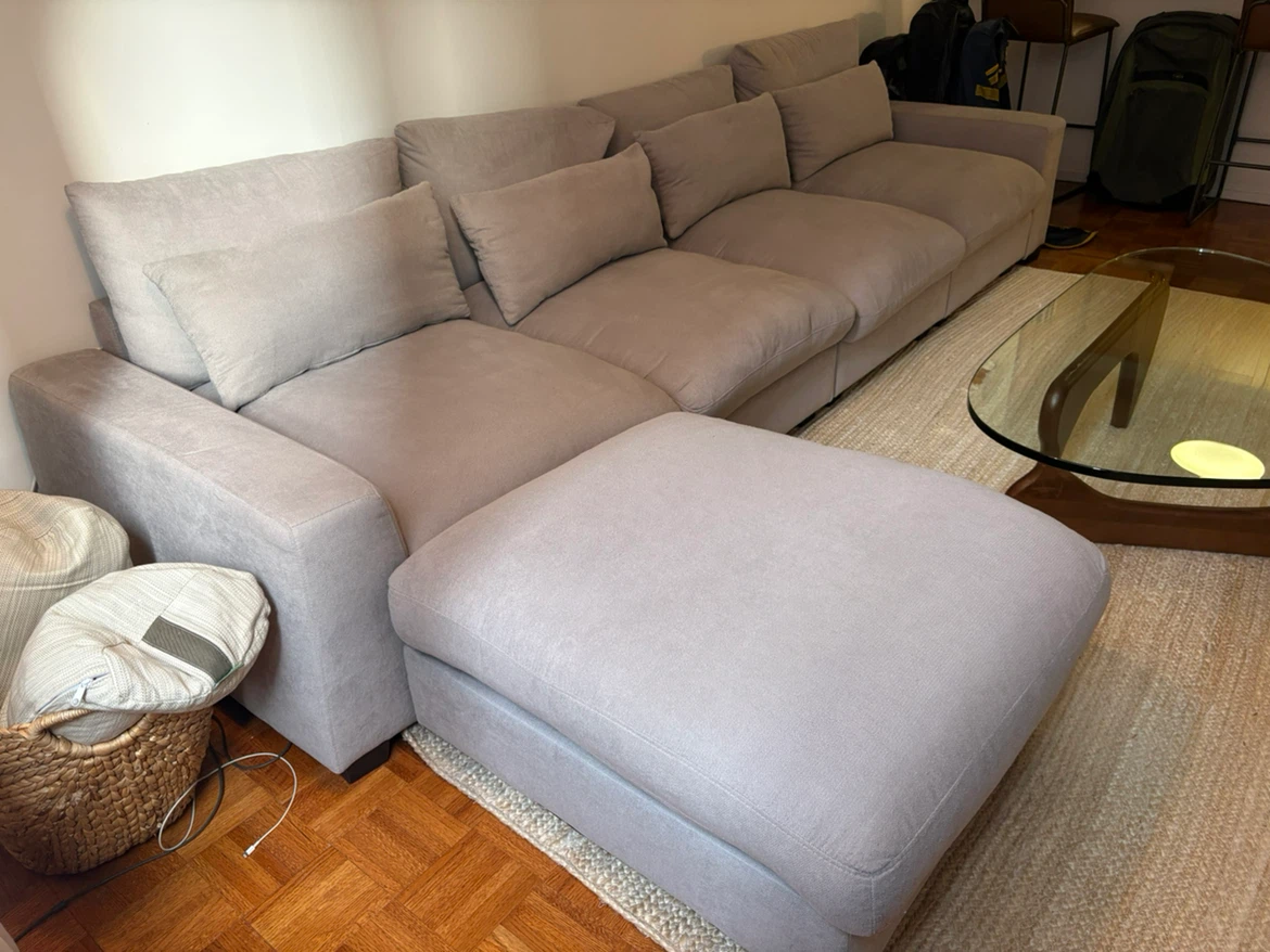 Large Gray Sectional Sofa with Ottoman