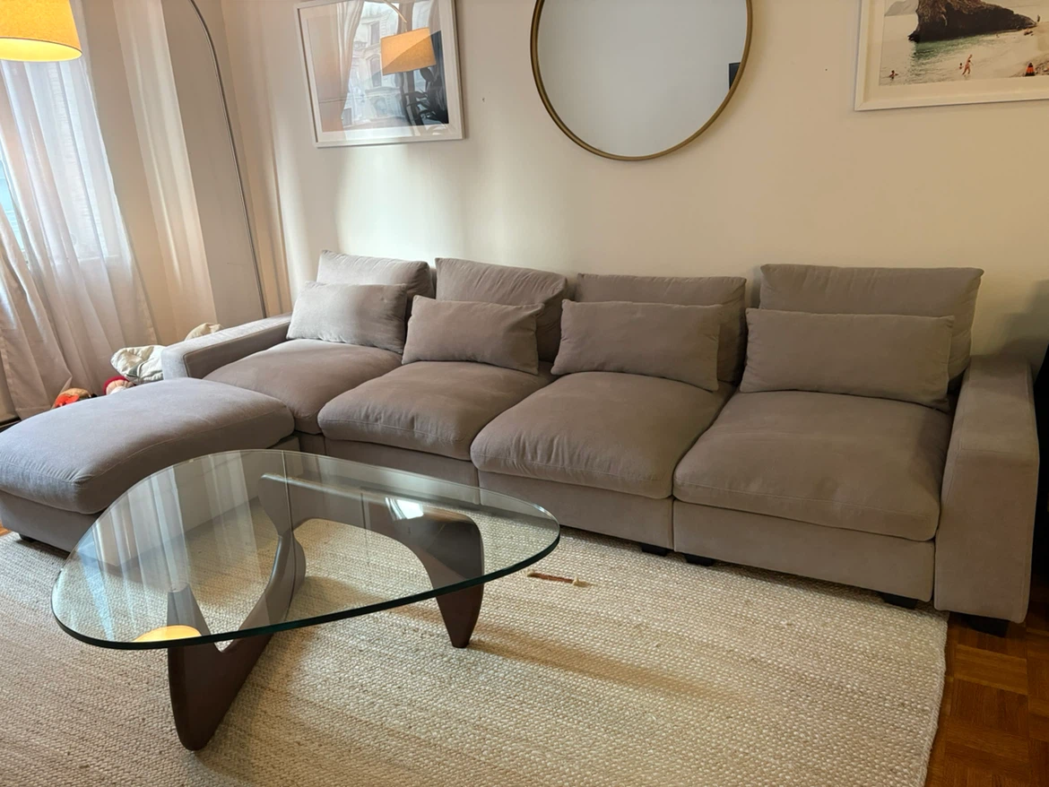 Large Gray Sectional Sofa with Ottoman - photo 2