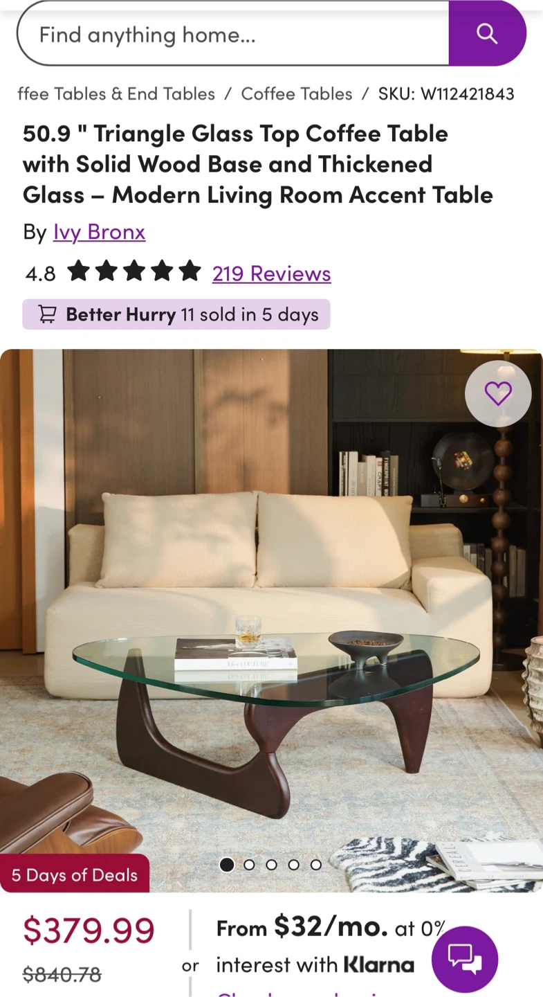 Triangle Glass Coffee Table - photo 3