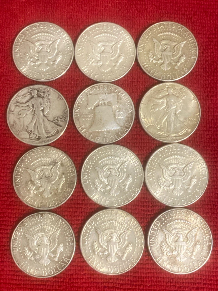 Collection of 12 Half-Dollar silver Coins - photo 3