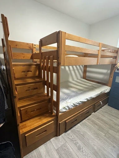 Solid Wood Twin-over-Twin Staircase Bunk Bed with Storage - photo 2
