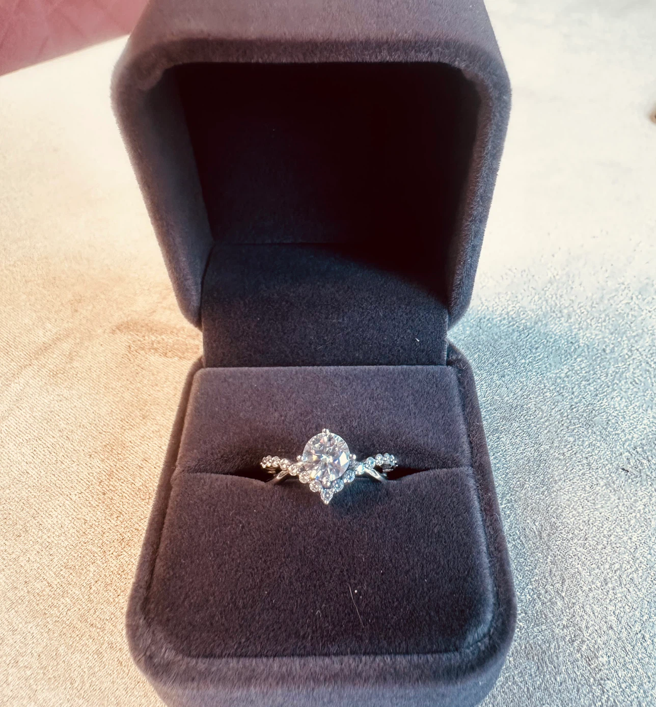 1CT Moissanite Ring | GRA Certified | 18K Gold Plated Silver