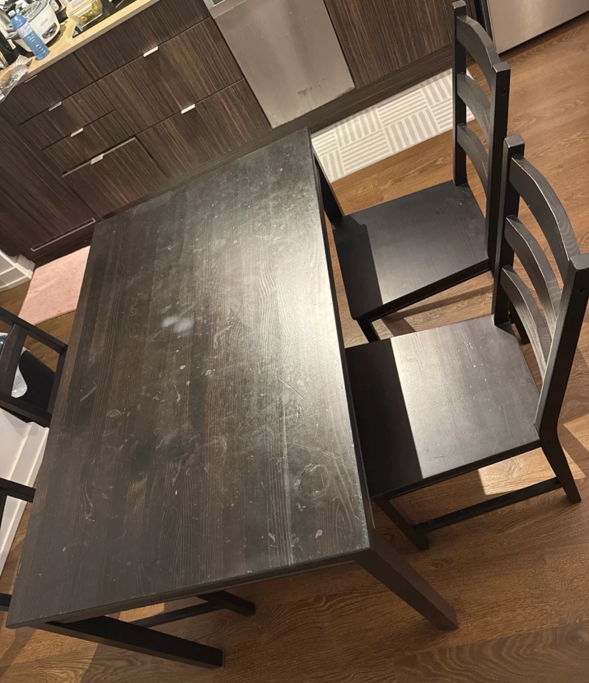 IKEA dark Brown Dining Table with Four Chairs - photo 2