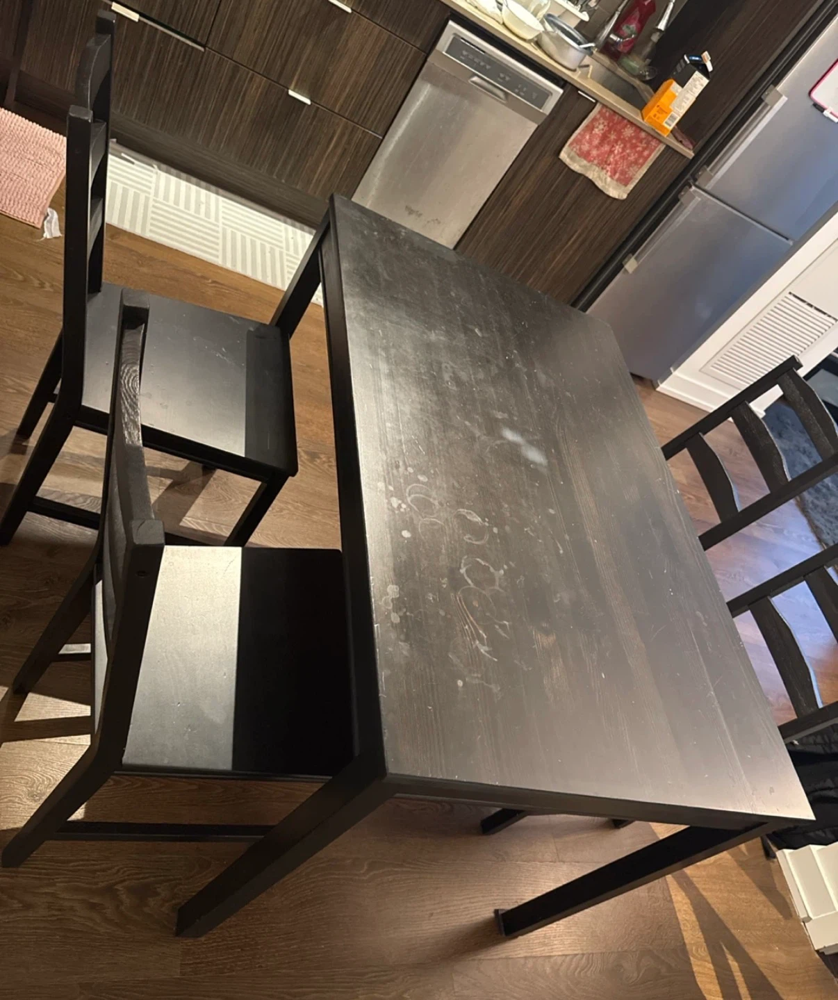 IKEA dark Brown Dining Table with Four Chairs - photo 3