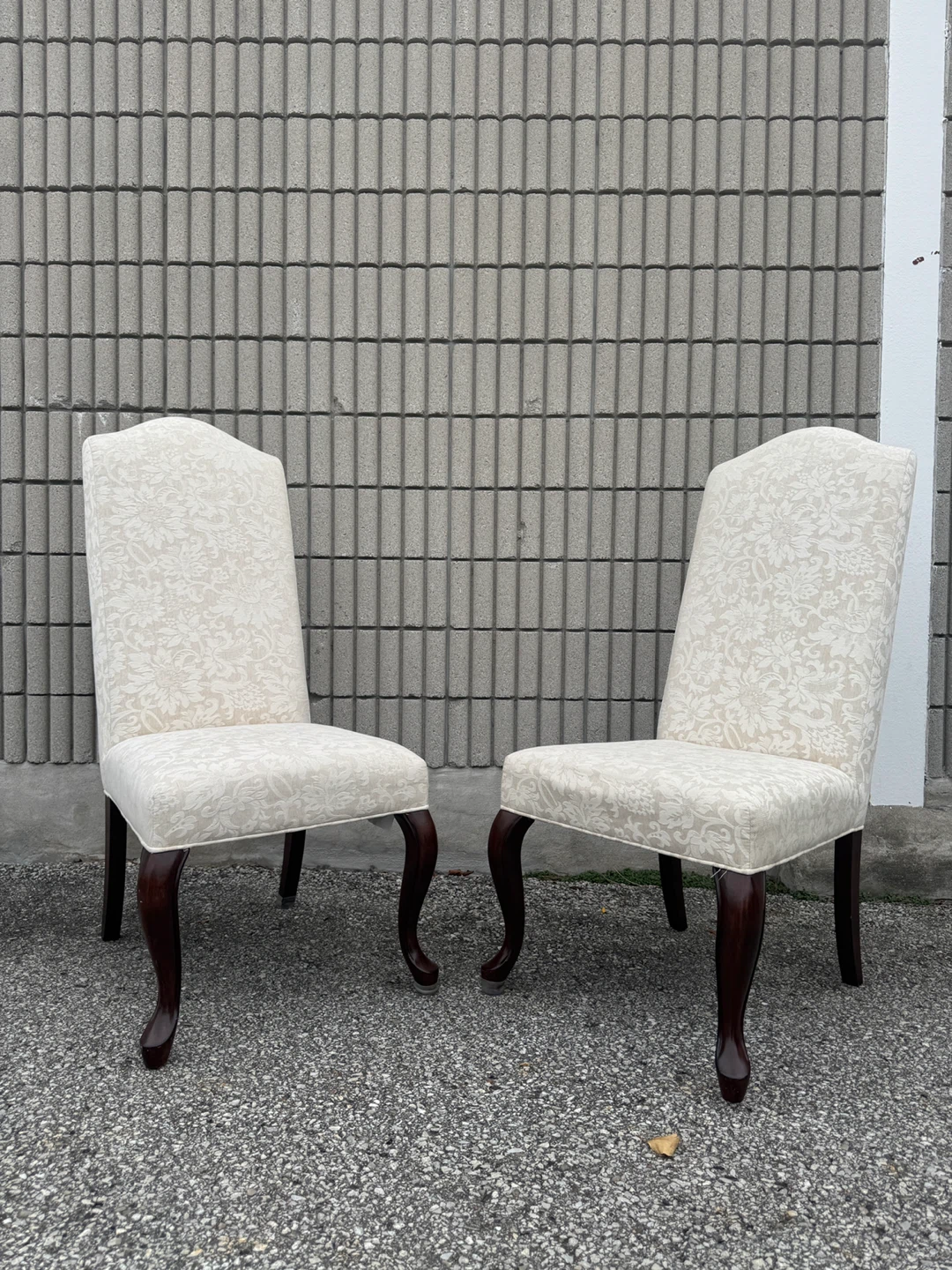 Set of Two Floral Pattern Dining Chairs - newly upholstered