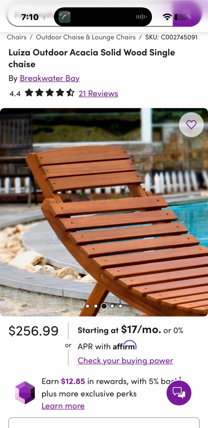 Outdoor Solid Acacia Wood Chaise Chairs - photo 3