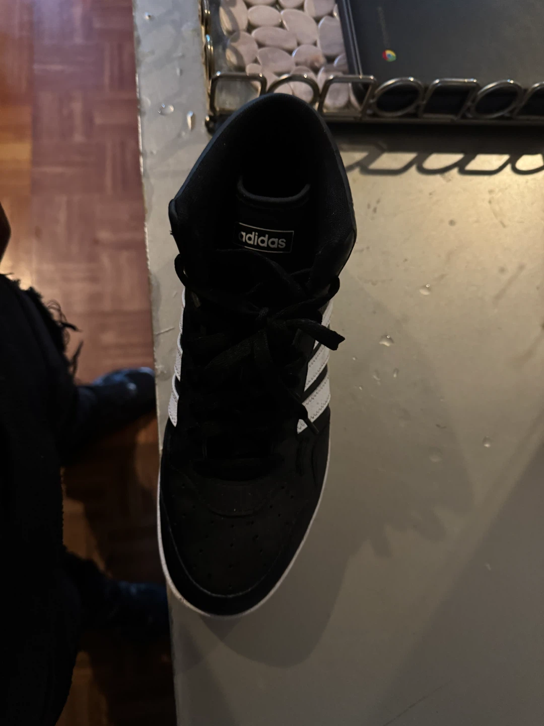 Adidas Black and White Mid-Top Sneakers - photo 3