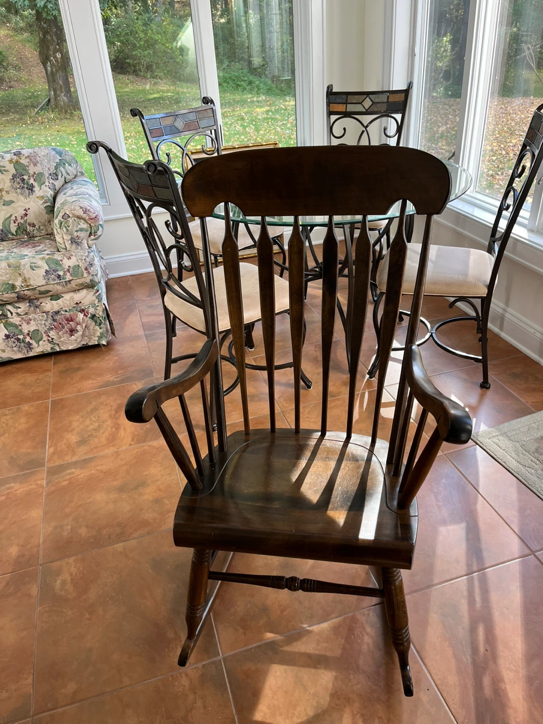 Traditional Dark Wood Rocking Chair