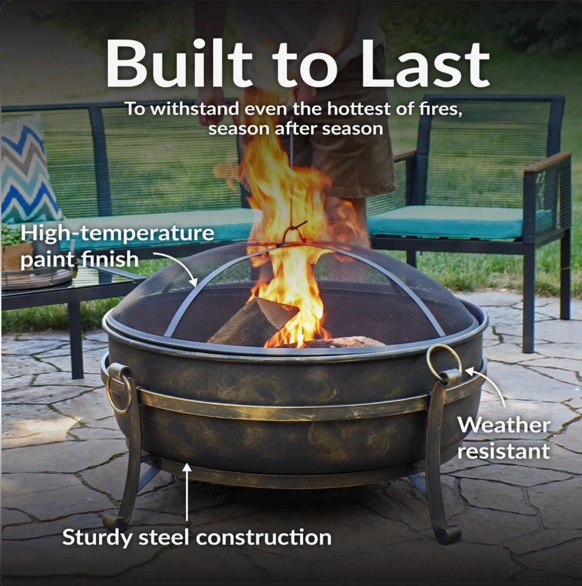 Flanigan Round Wood-Burning Outdoor Fire Pit Bowl - 34" - photo 5