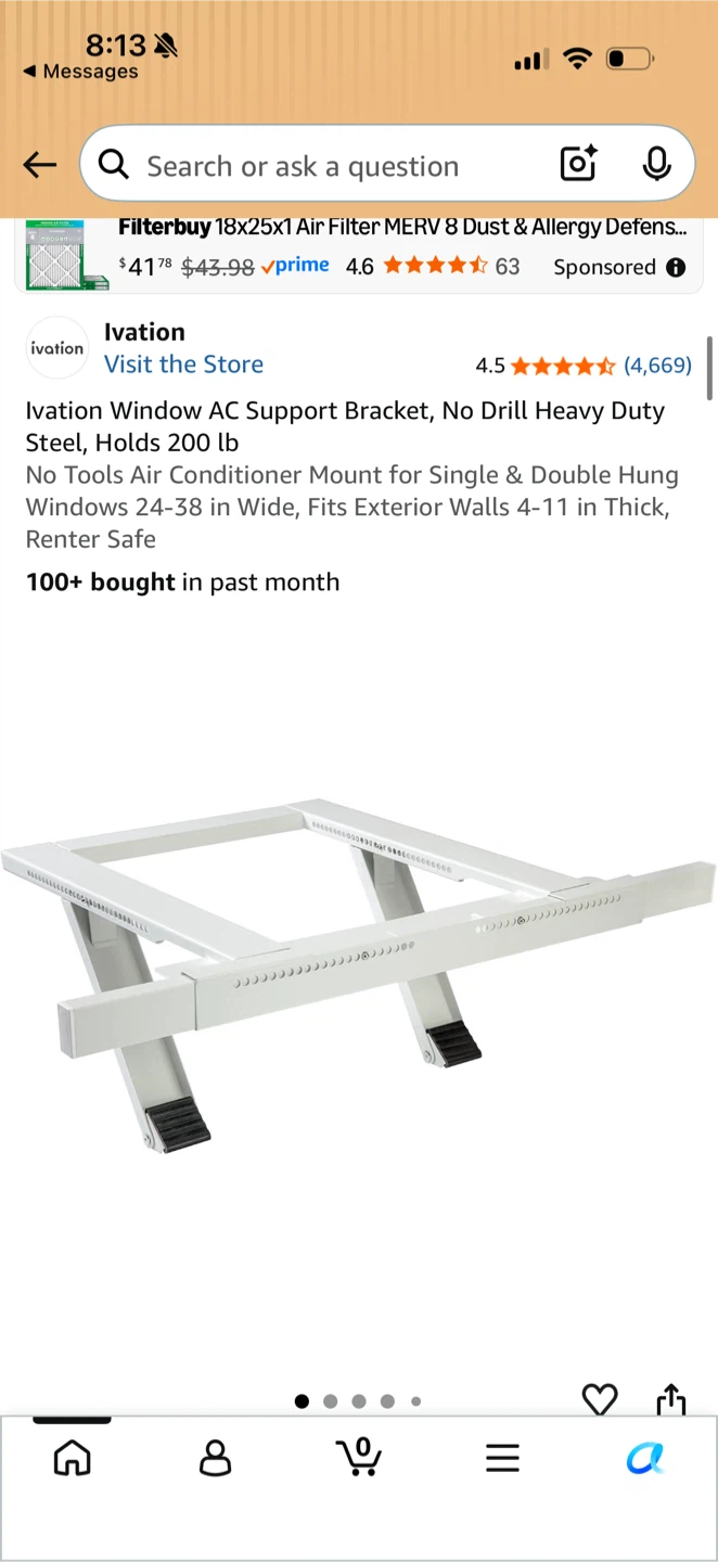 Ivation Window AC Support Bracket