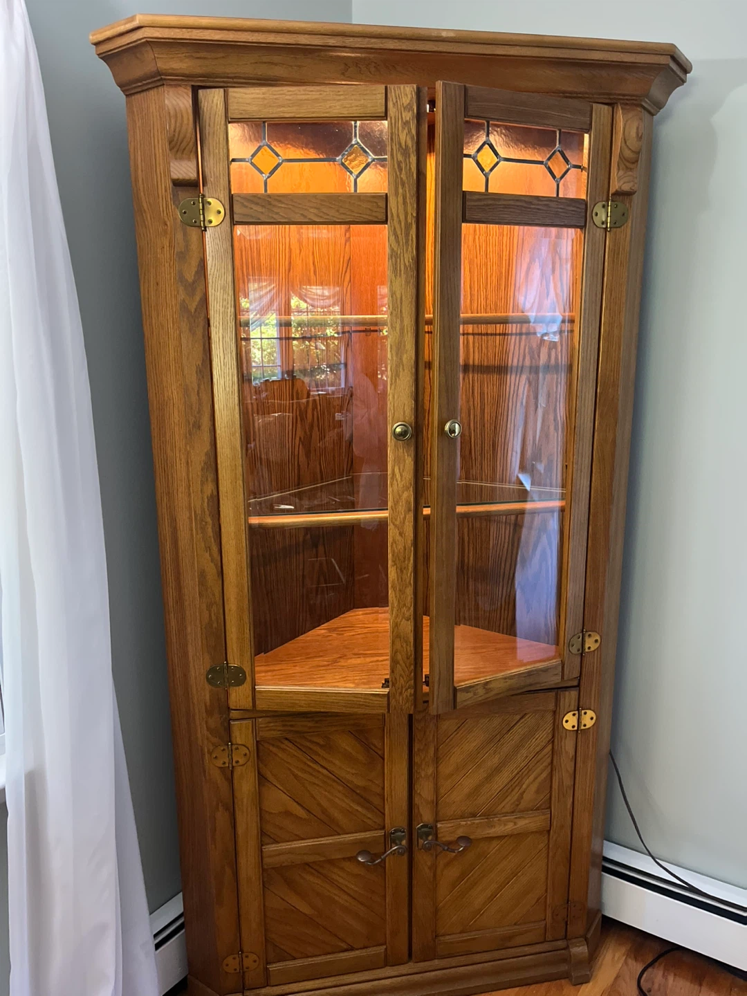 Oak Corner Curio Cabinet