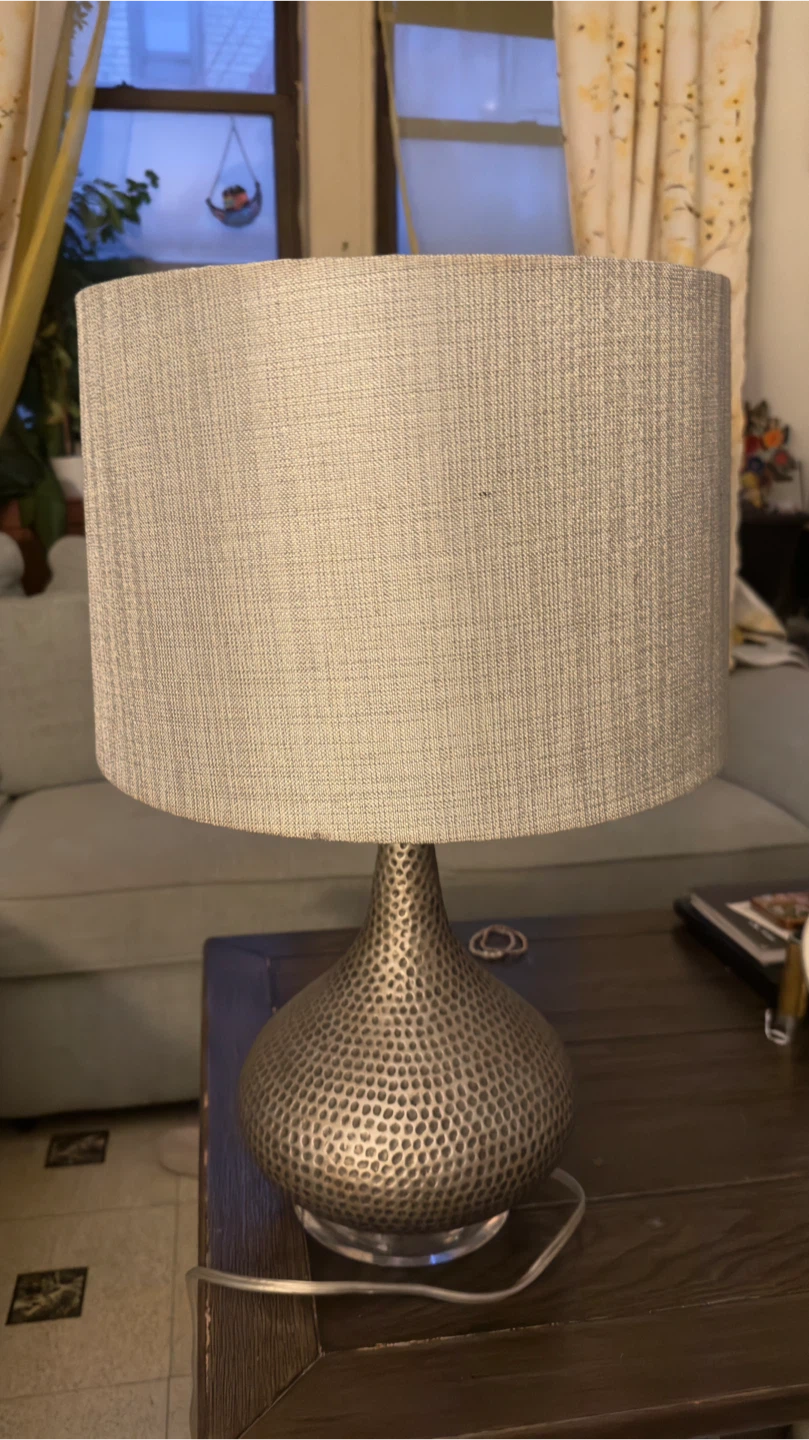 Hammered Metal Table Lamp with Fabric Shade