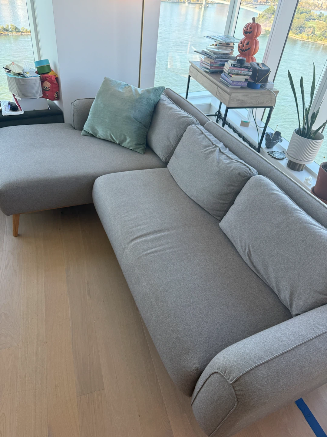 Gray L-Shaped Sectional Sofa with Chaise