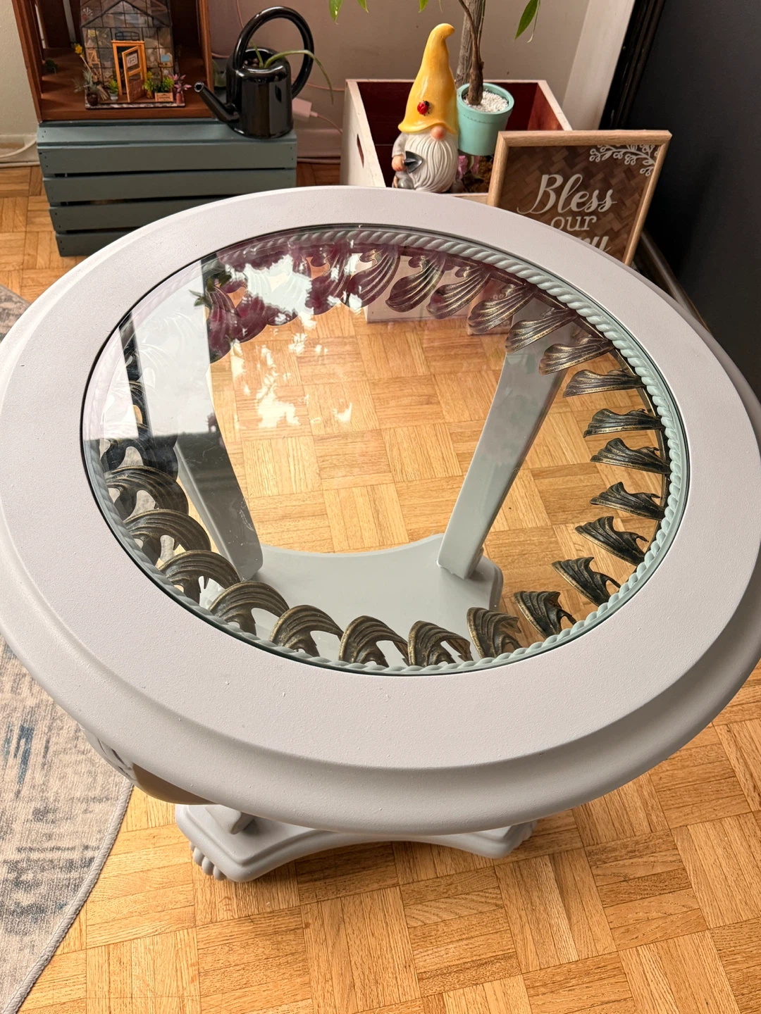 Set of 2 Round Grey Accent Table with Glass Top - photo 3