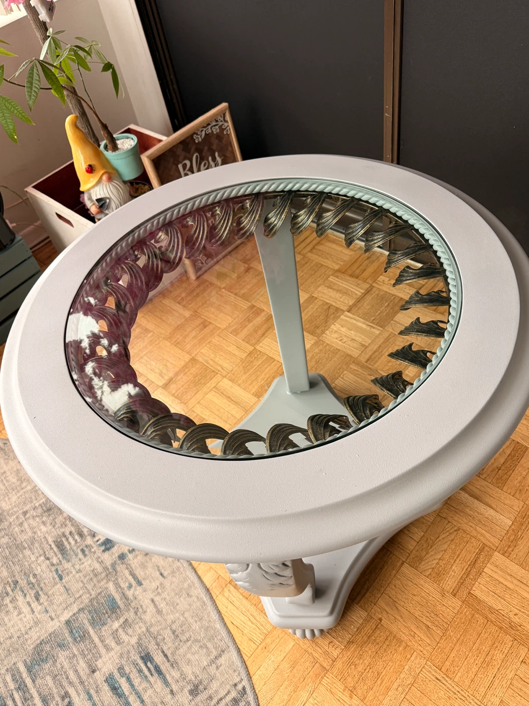 Set of 2 Round Grey Accent Table with Glass Top - photo 5