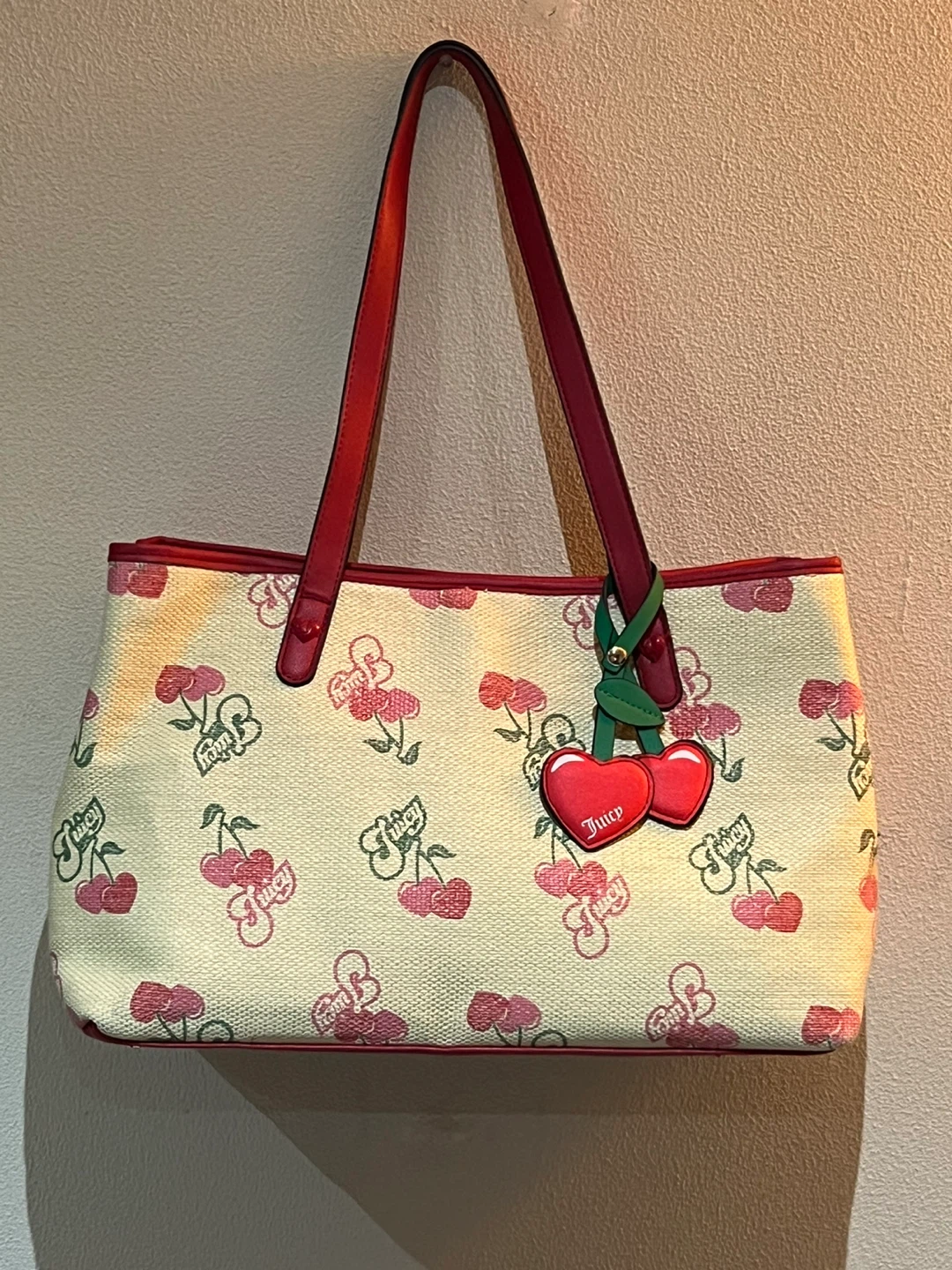 Juicy Couture Cherry Pop Item Tote Bag Cream & Pink