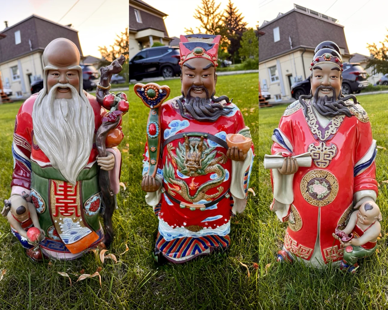 Chinese Fu Lu Shou Statue Set – Complete Trio