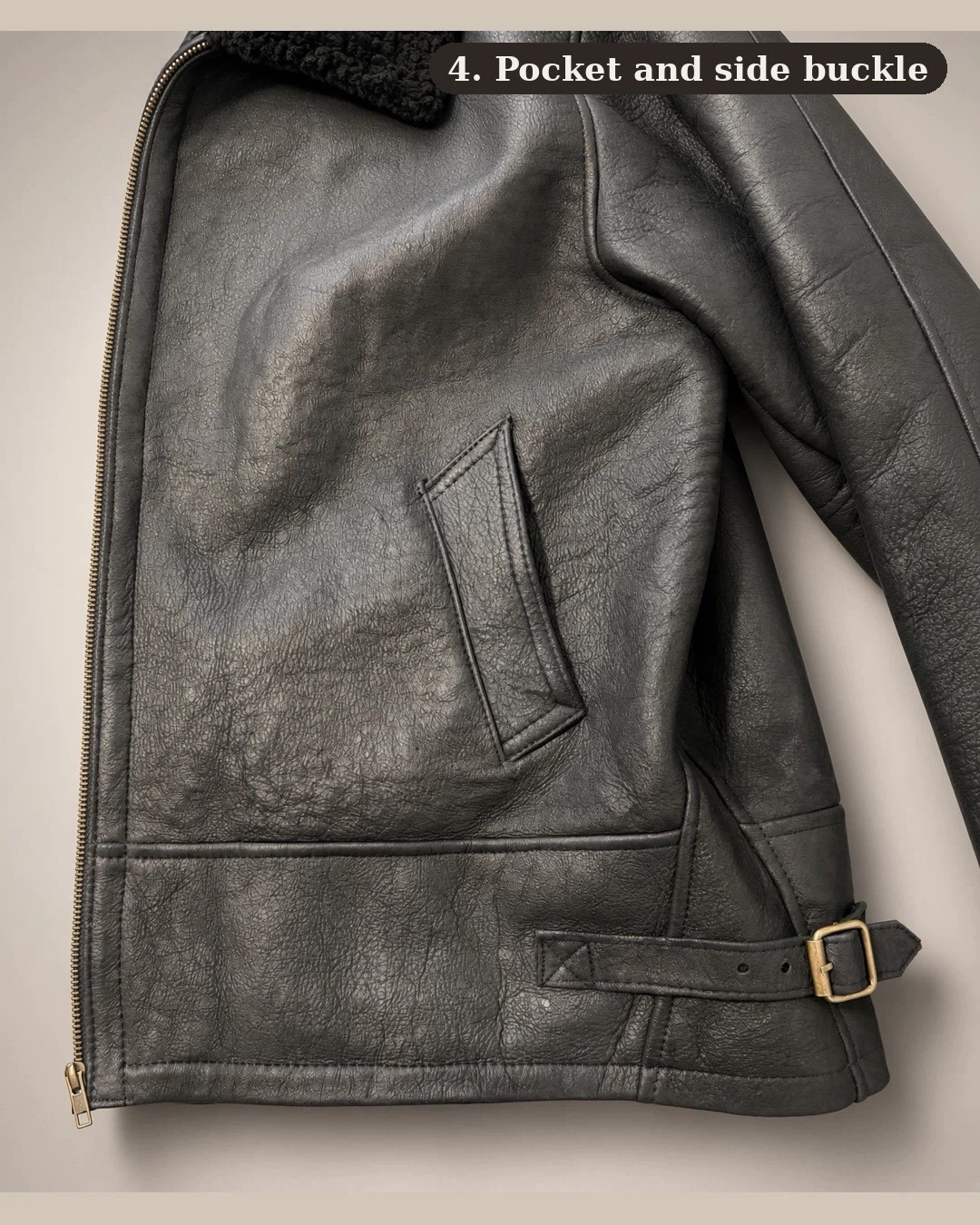 Handmade 100% Calf Leather Jacket, Size XL - photo 4