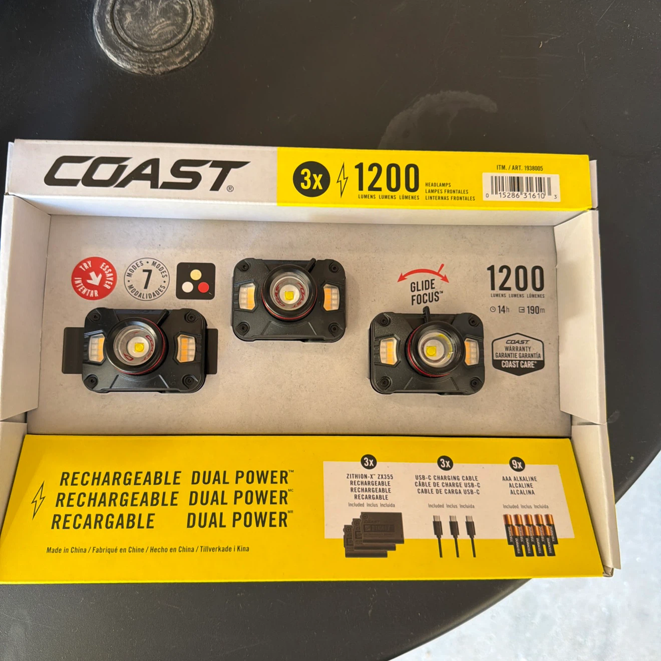 Coast 1200 Lumen Dual Power Headlamps - 3 Pack