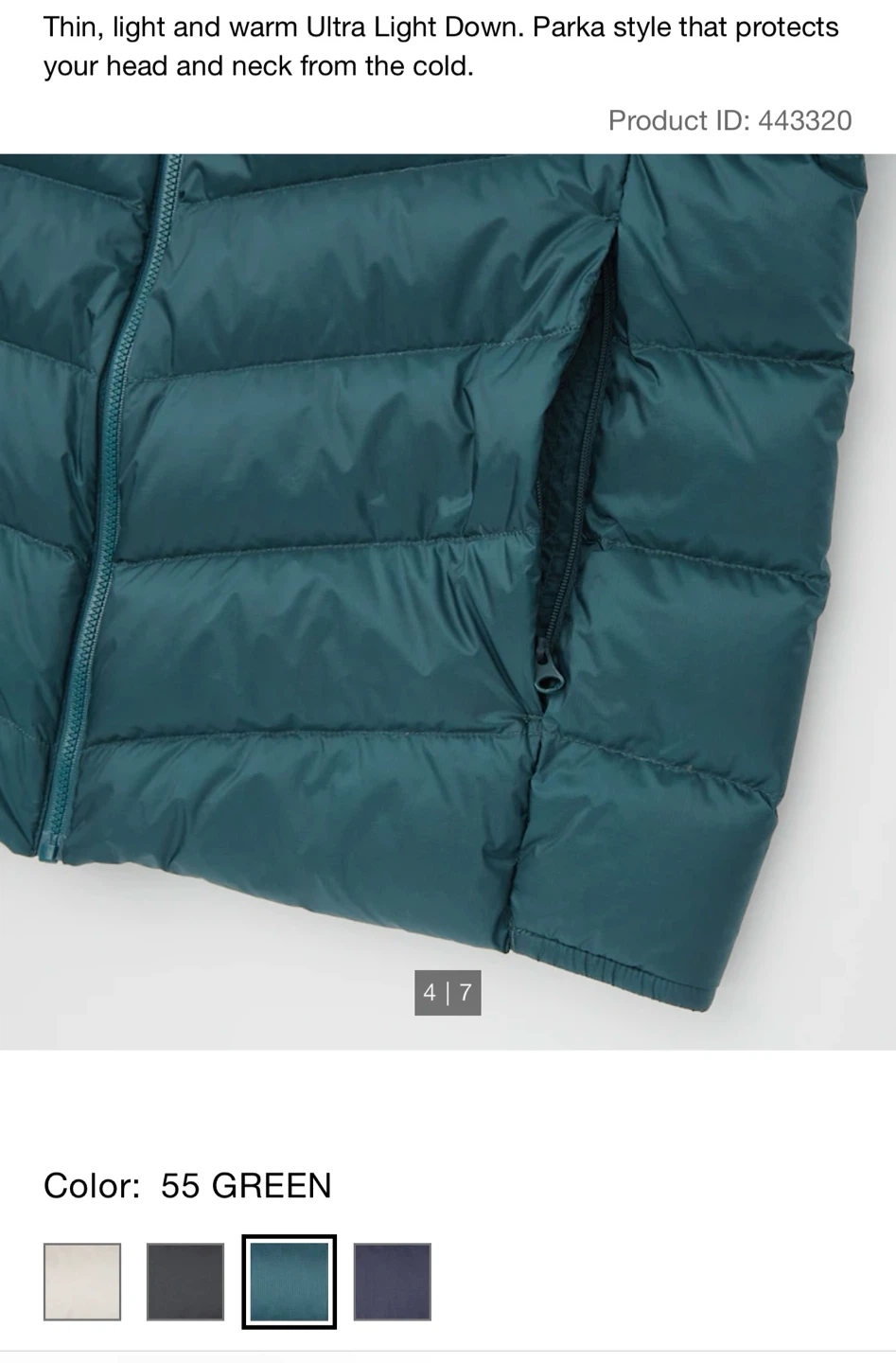 Uniqlo Ultra Light Down Parka Green M - photo 4