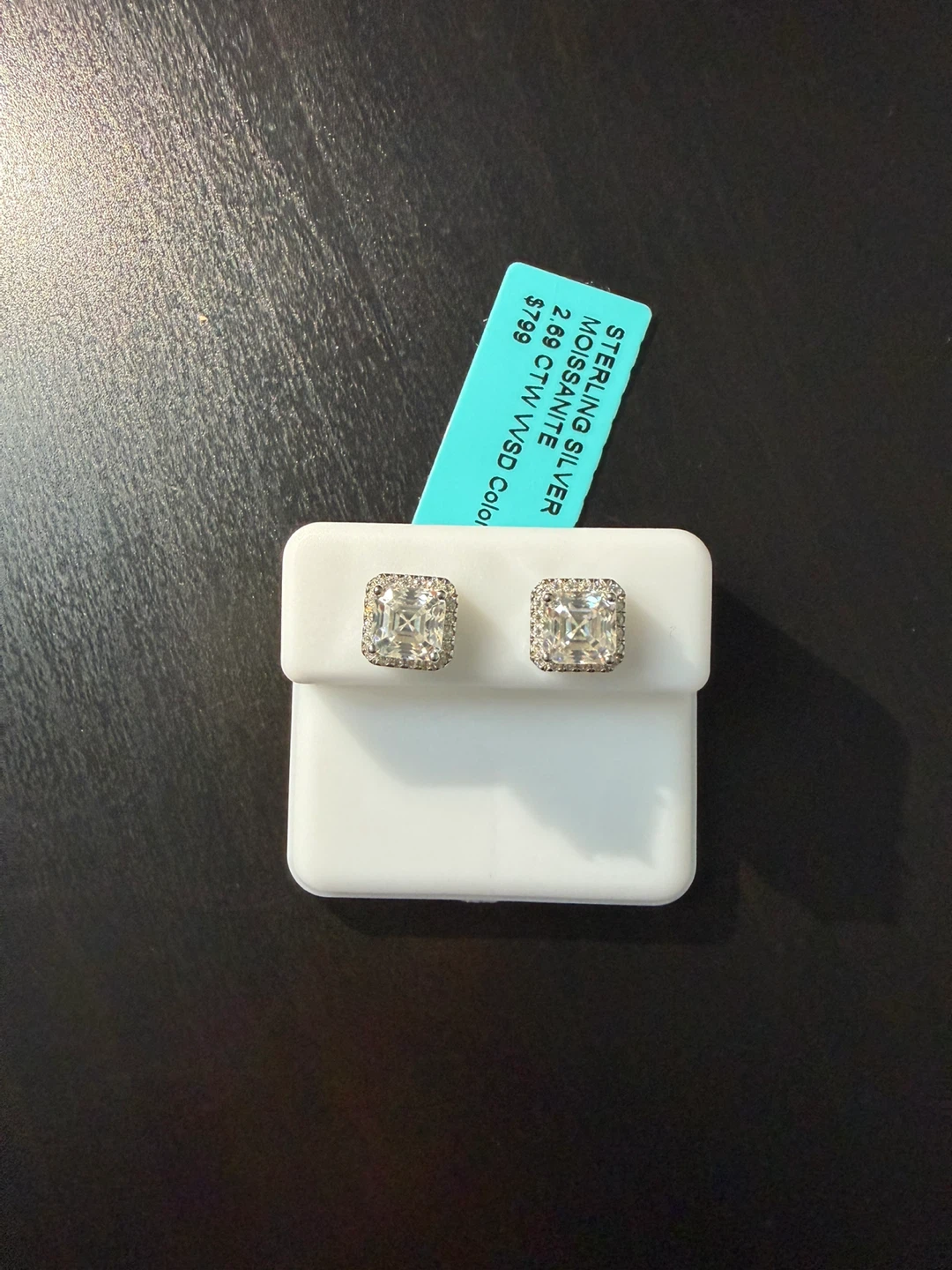 Moissanite Sterling Silver Stud Earrings - photo 2