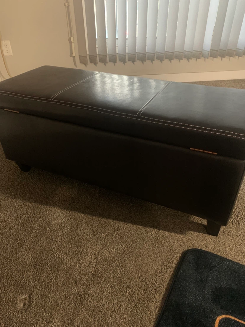 Dark Brown Faux Leather Storage Ottoman - photo 2