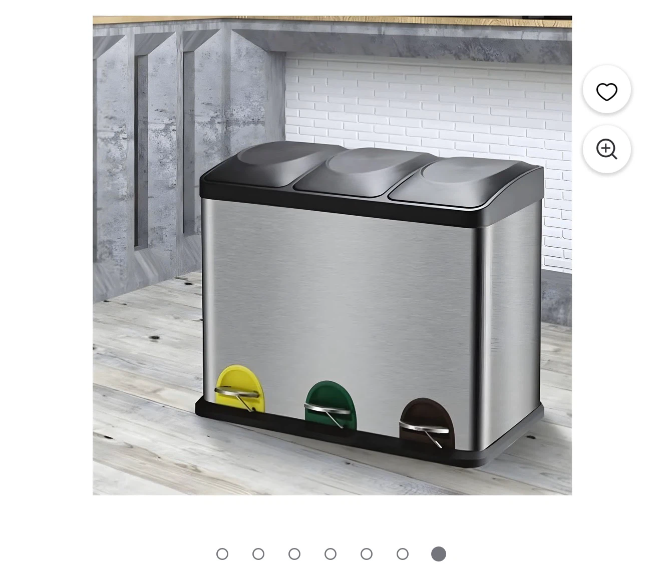3-Compartment Stainless Steel Recycling Bin