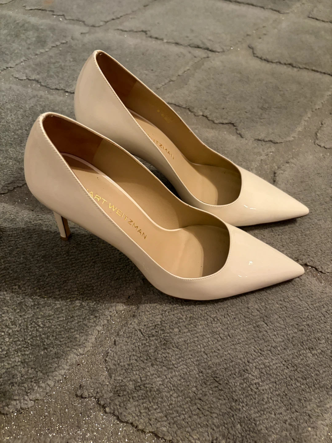 Stuart Weitzman White Patent Leather Pumps