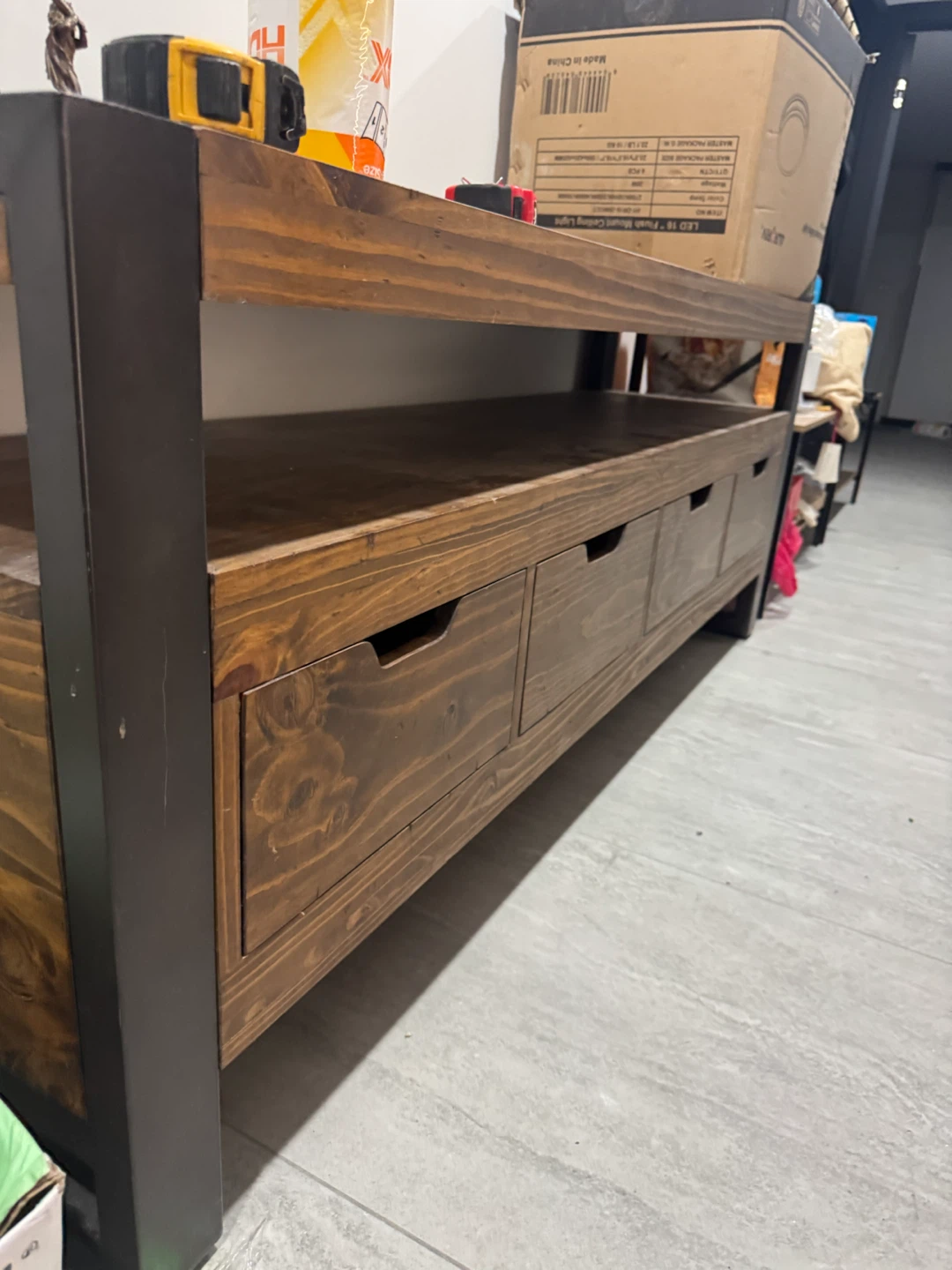 72” Rustic Wood and Metal TV Stand with 4 Drawers - photo 4