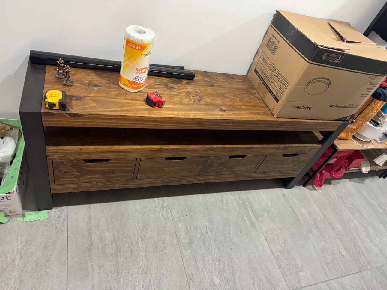 72” Rustic Wood and Metal TV Stand with 4 Drawers - photo 5