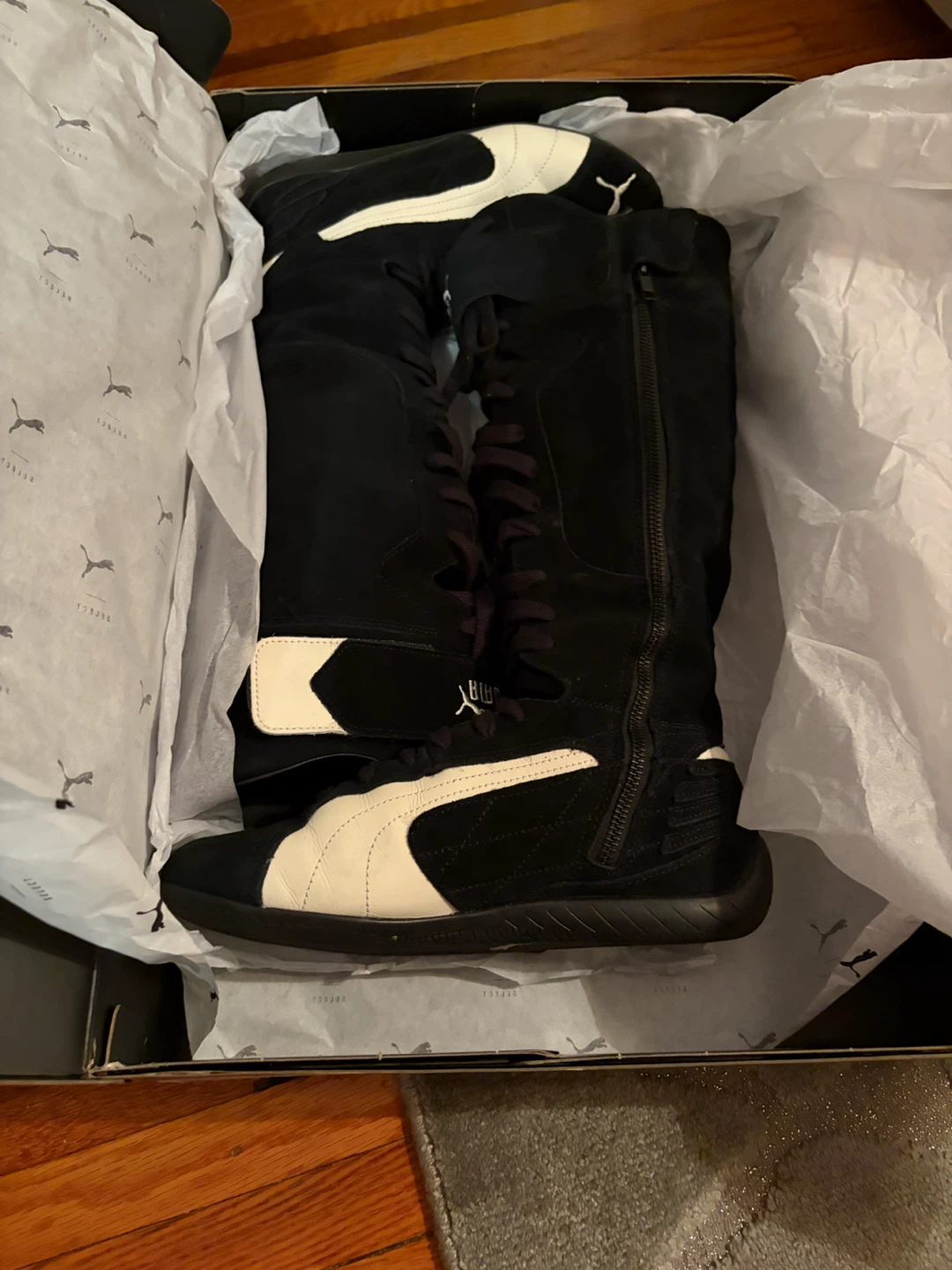 Puma Black and White High-Top Boots