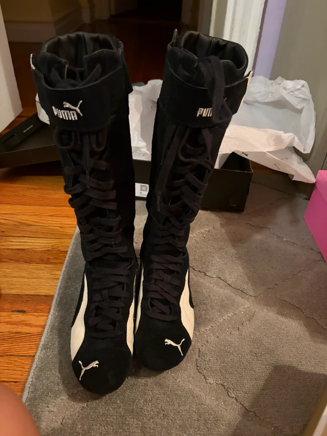 Puma Black and White High-Top Boots - photo 3