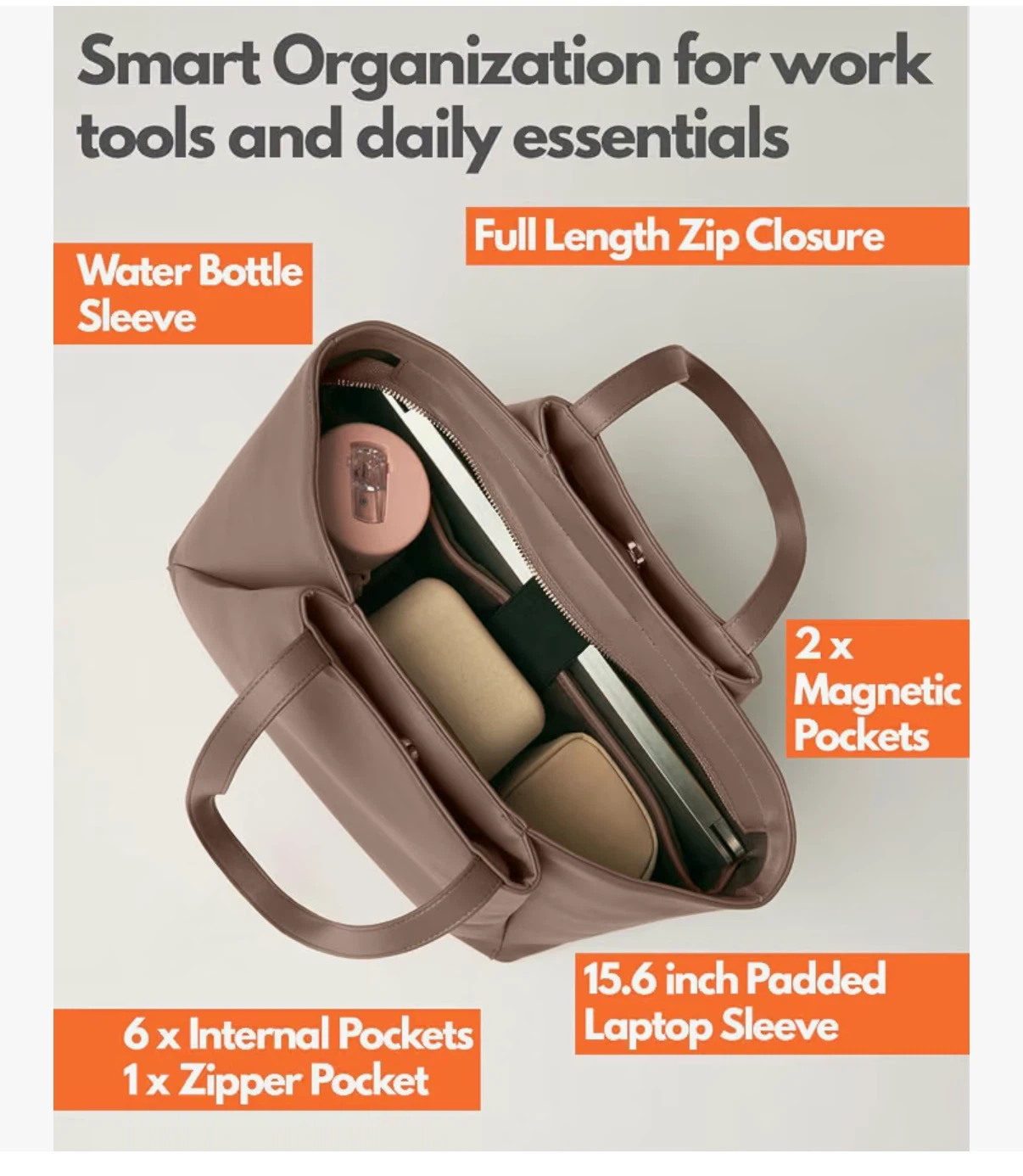 Work tote bag- beige (water resistant) - photo 3